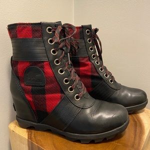 Sorel Buffalo Plaid Lexi Wedge Bootie